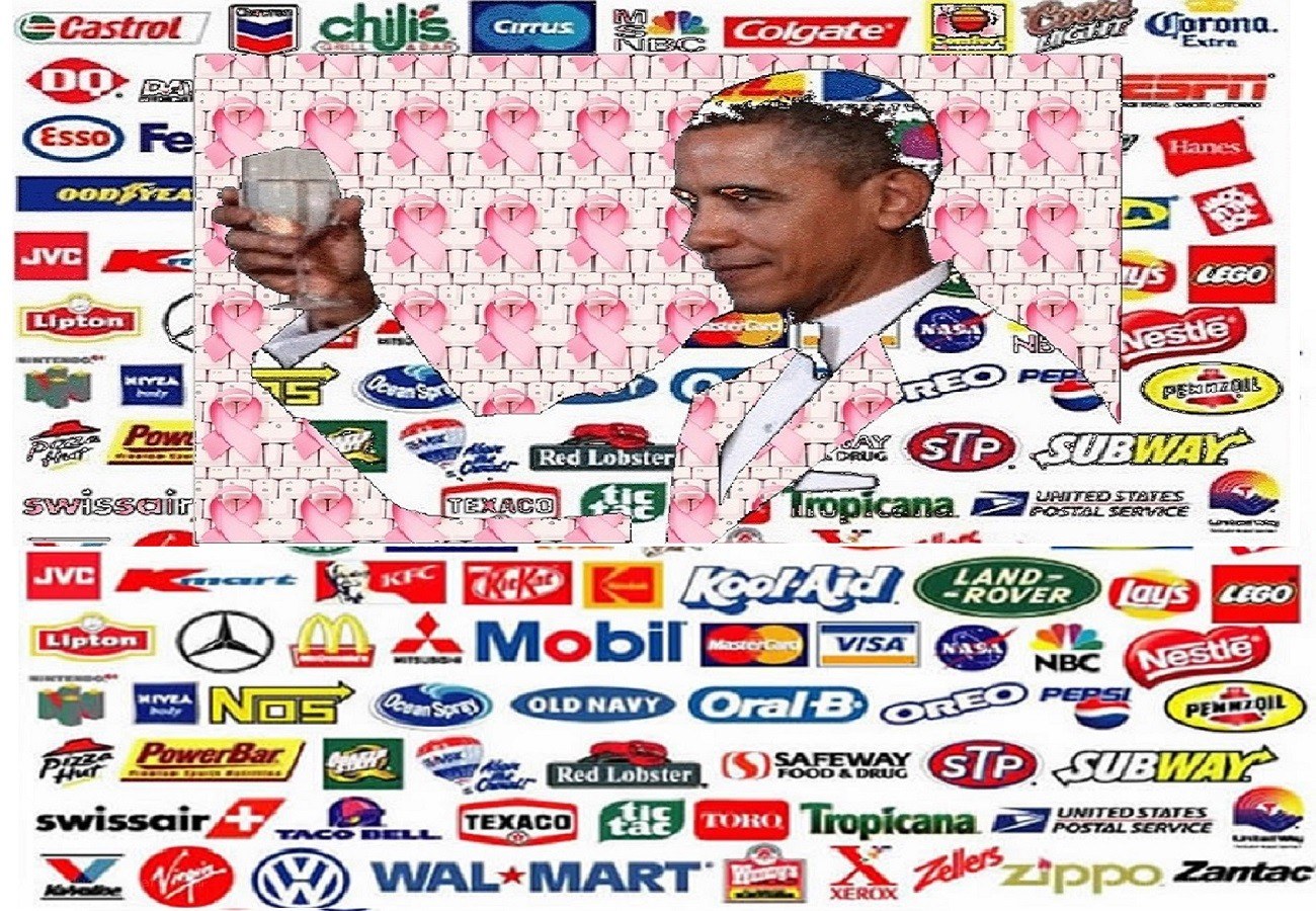 Obama with pink ribbons collage