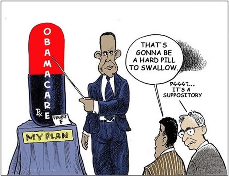 ObamaCare pill cartoon