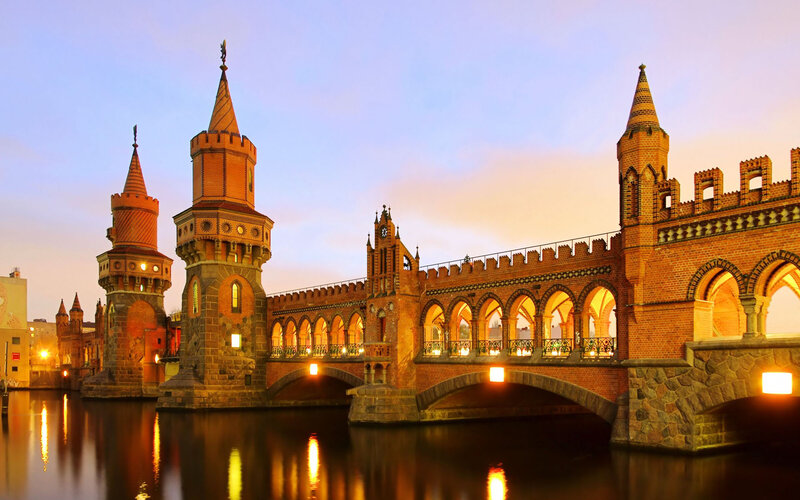 Oberbaum Bridge at Dusk — Orange