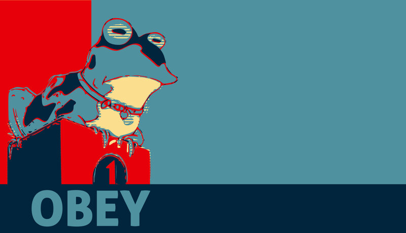 Obey frog propaganda art