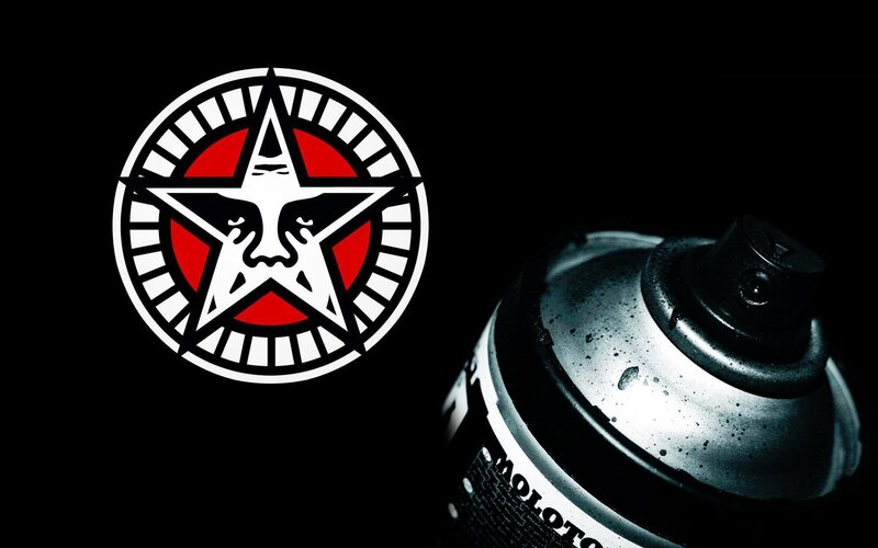 Obey logo with spray can