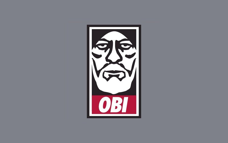 Obi logo with stylized face