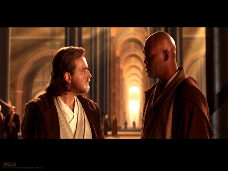 Obi-Wan and Mace Windu in the Jedi Temple