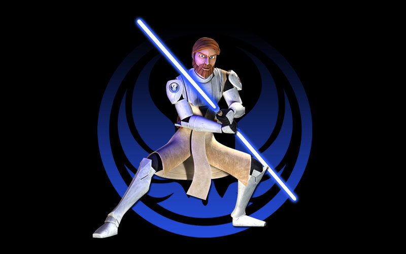 Obi-Wan Kenobi with Lightsaber — Blue, Dramatic