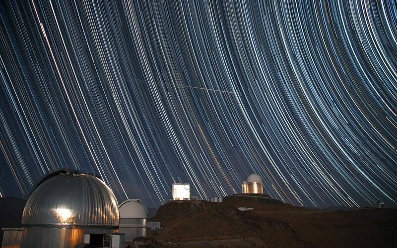 Observatory Domes at Night — Blue