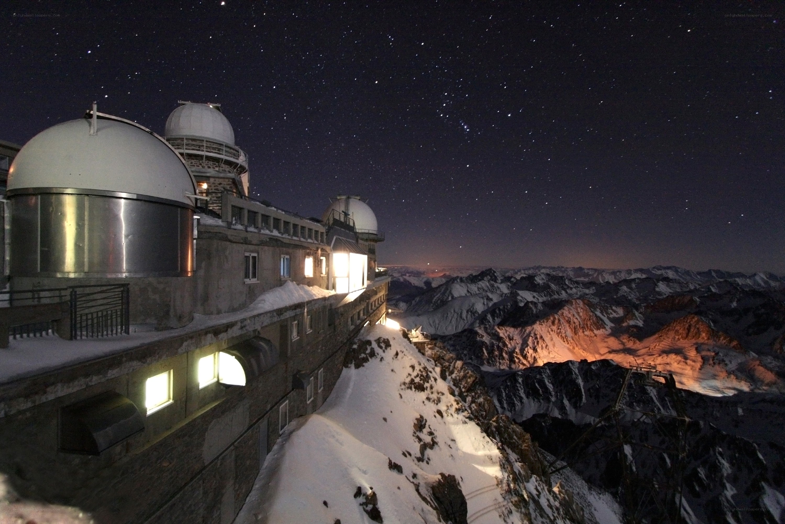 Observatory on a snowy mountain