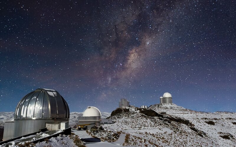 Observatory under starry sky