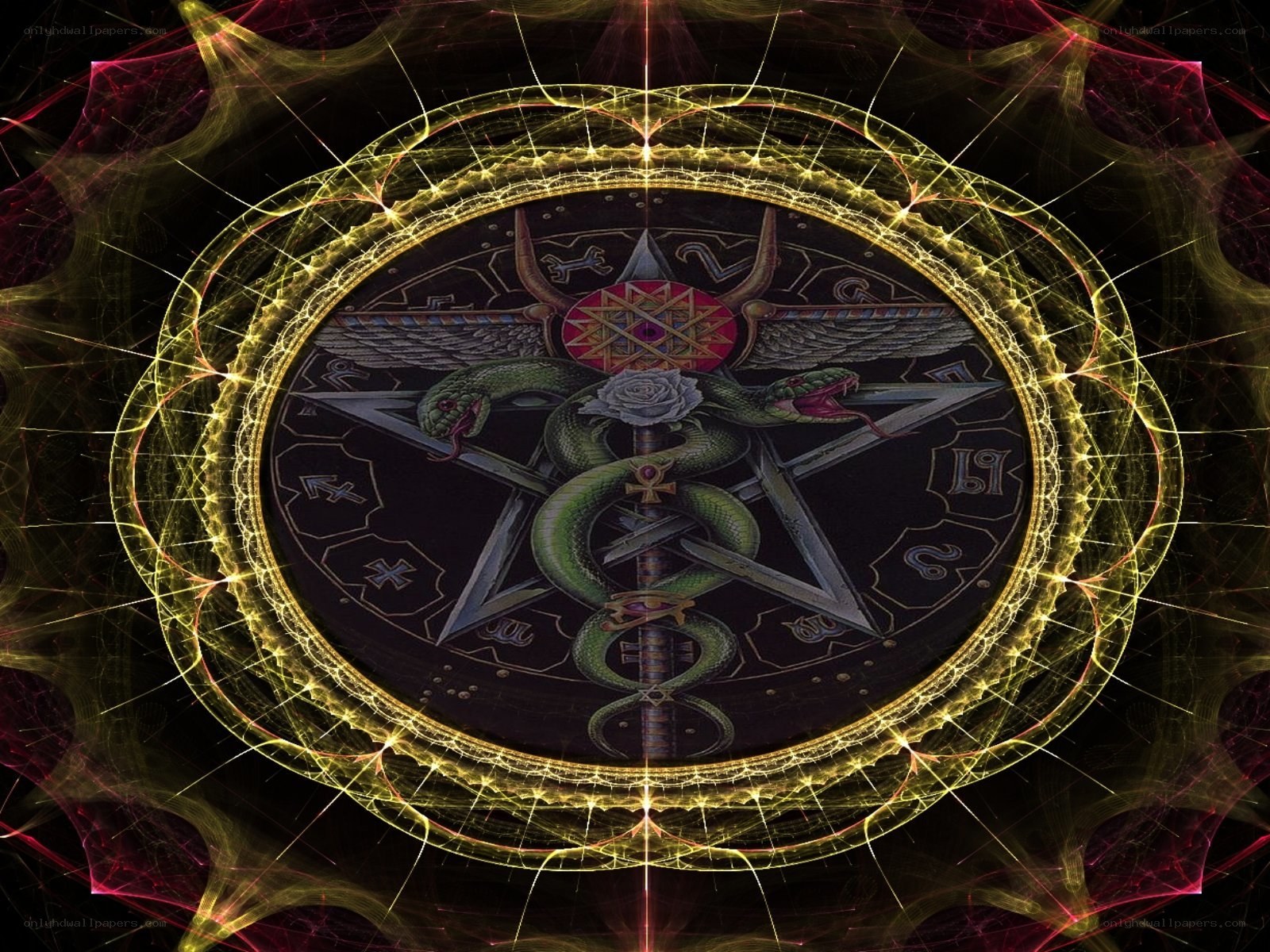 occult symbol with serpents