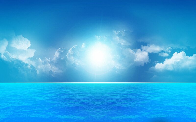 Ocean and Sky — Blue, Serene, Afternoon, Digital Art