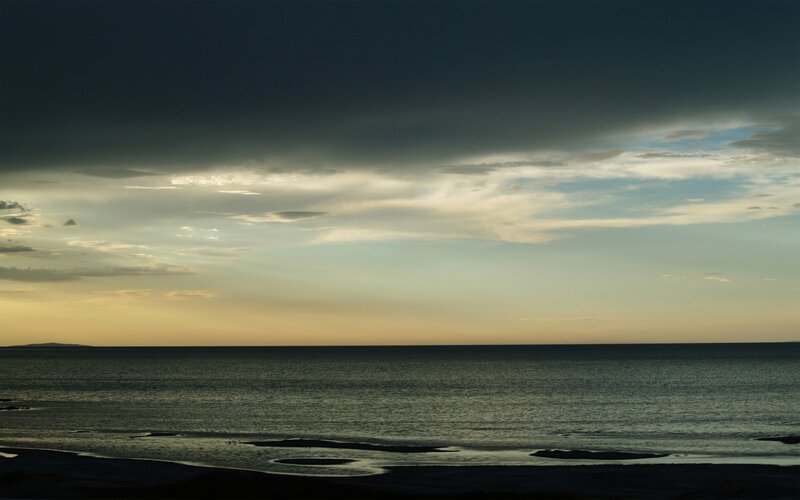 Ocean at Dusk — Blue, Dramatic, Sunset, Photograph, Sky, Clouds