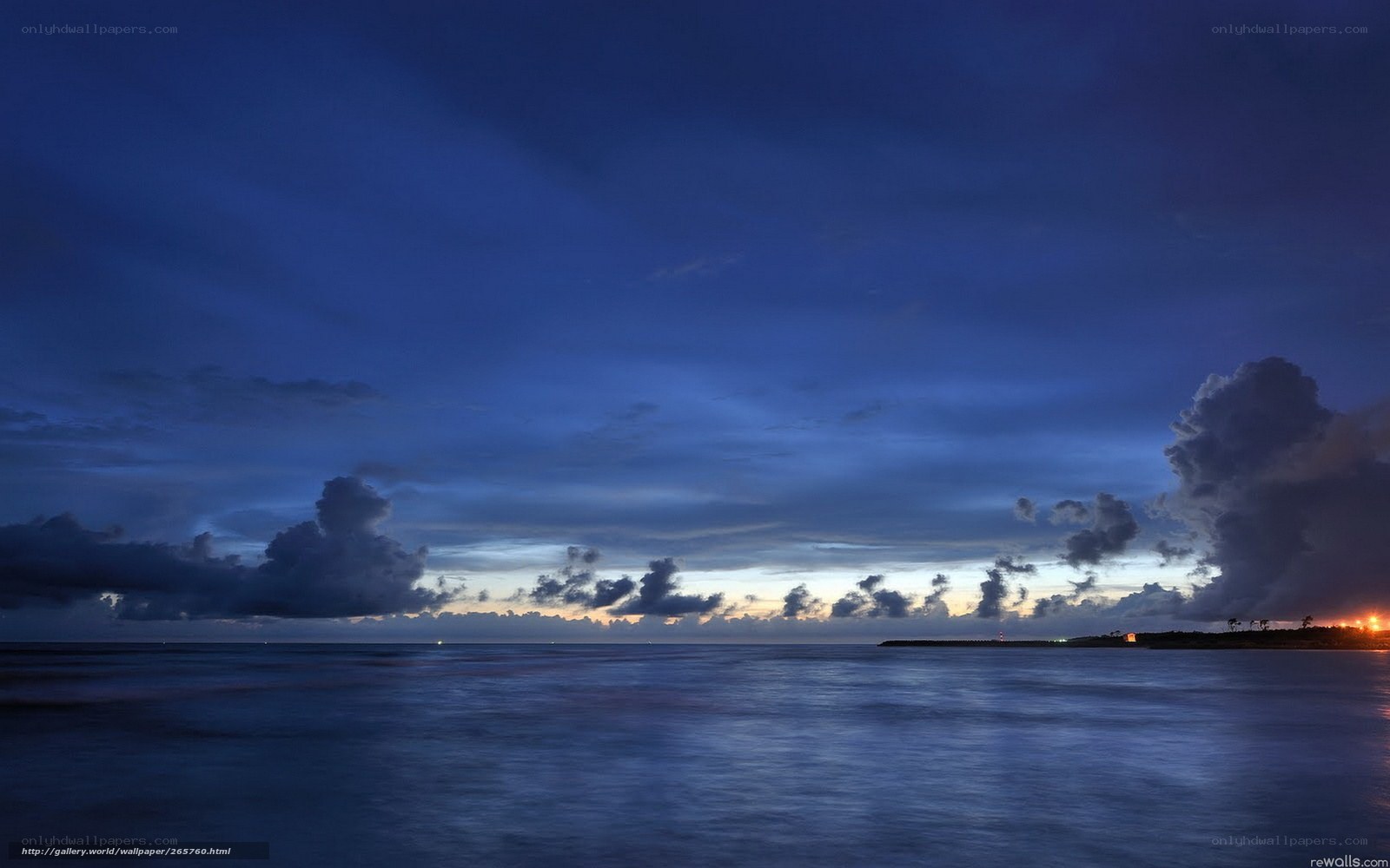 Ocean at dusk with clouds