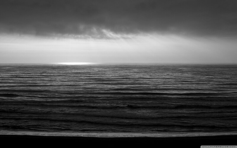 Ocean at Sunset — Black