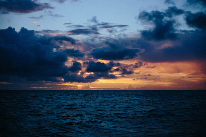 Ocean at Sunset — Blue, Dramatic, Photograph, Clouds, Sky, Horizon