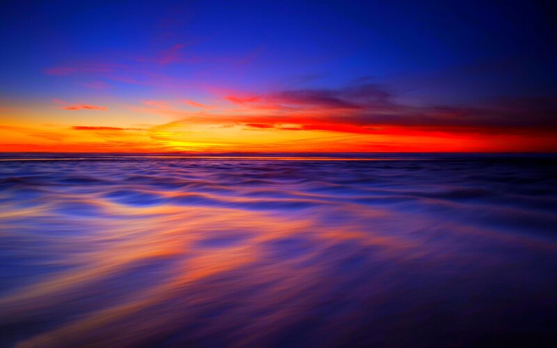 Ocean at Sunset — Blue, Dramatic, Photograph, Sky