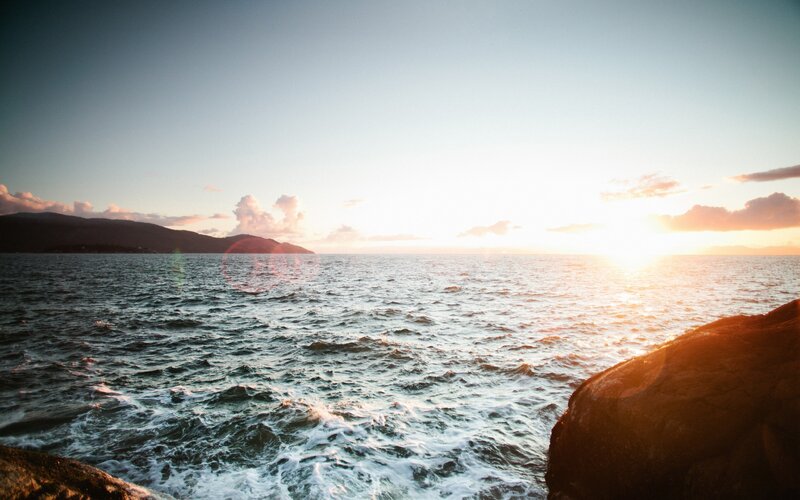 Ocean at Sunset — Blue, Serene, Photograph, Mountain