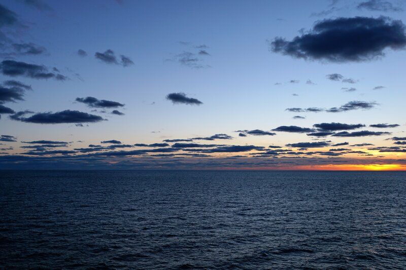 Ocean at Sunset — Blue, Serene, Photograph, Sky, Clouds, Horizon