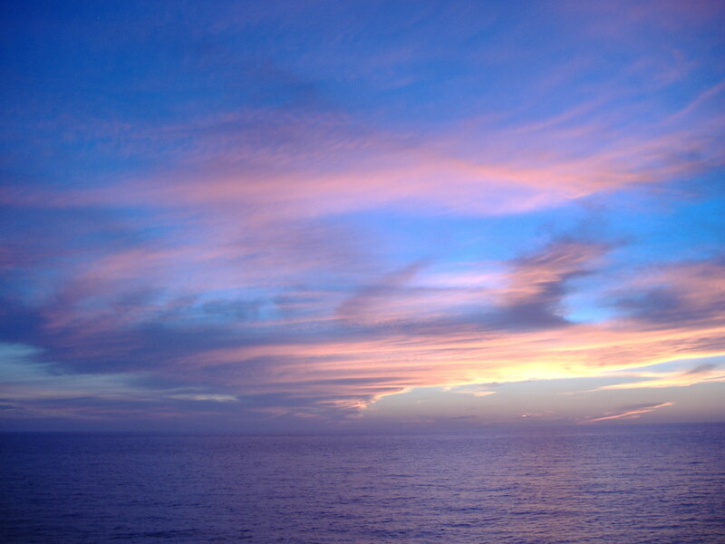 Ocean at Sunset — Blue, Serene, Photograph, Sky, Clouds, Sea
