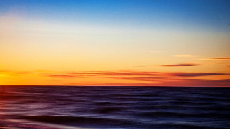 Ocean at Sunset — Blue, Serene, Photograph, Sky, Clouds, Water
