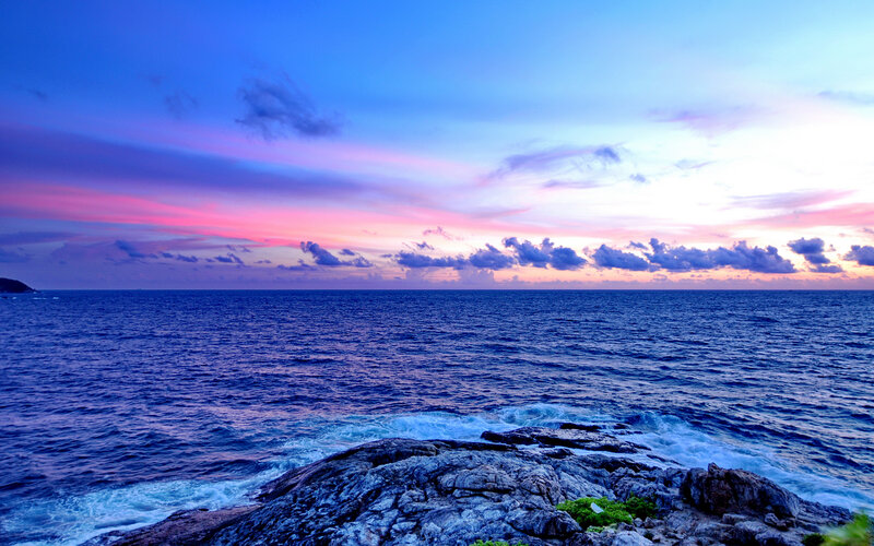 Ocean at Sunset — Blue, Serene, Photograph, Sky