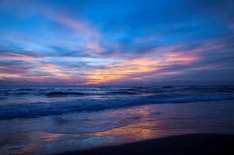 Ocean at Sunset — Blue, Serene, Photograph, Sky, Waves