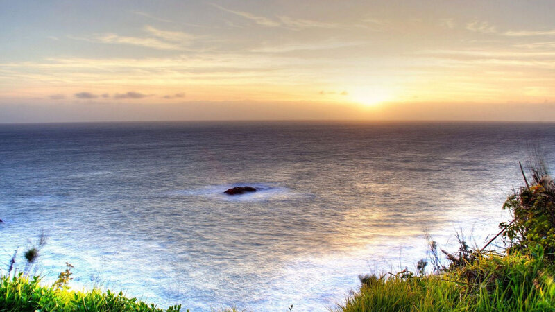 Ocean at Sunset — Blue, Serene, Photograph, Sun