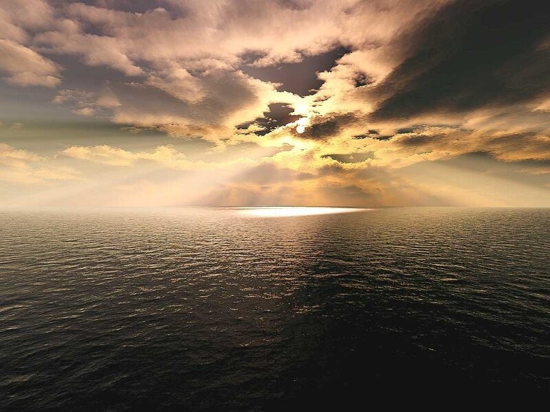 Ocean at Sunset — Gold