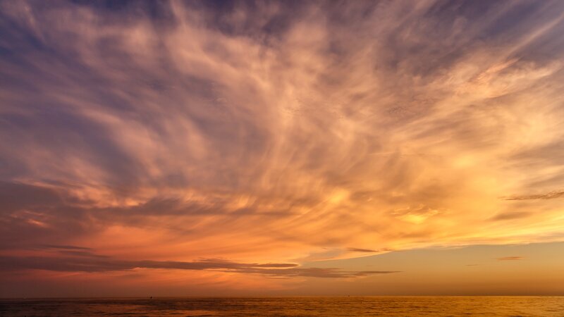 Ocean at Sunset — Orange, Dramatic, Photograph, Clouds, Sky