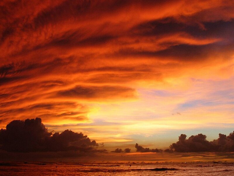 Ocean at Sunset — Orange, Dramatic, Photograph, Clouds