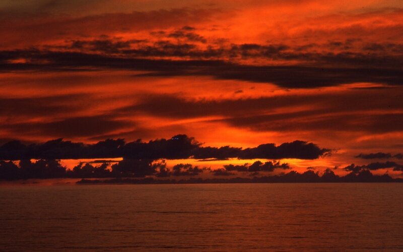 Ocean at Sunset — Orange, Dramatic, Photograph, Sky