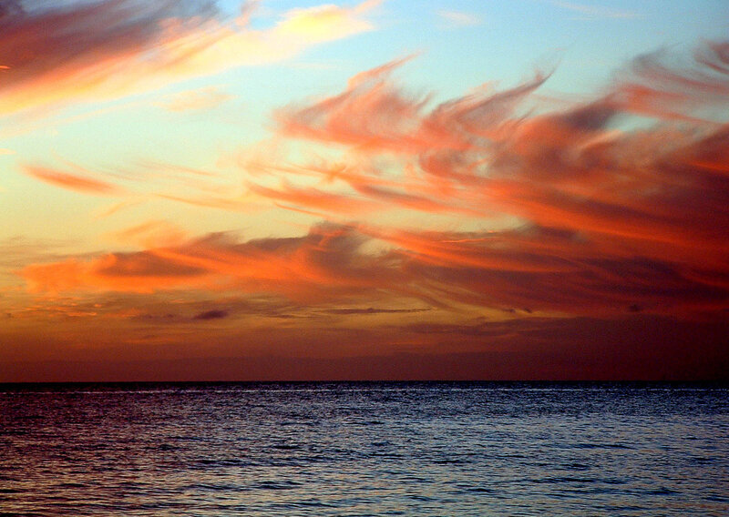 Ocean at Sunset — Orange, Dramatic, Photograph