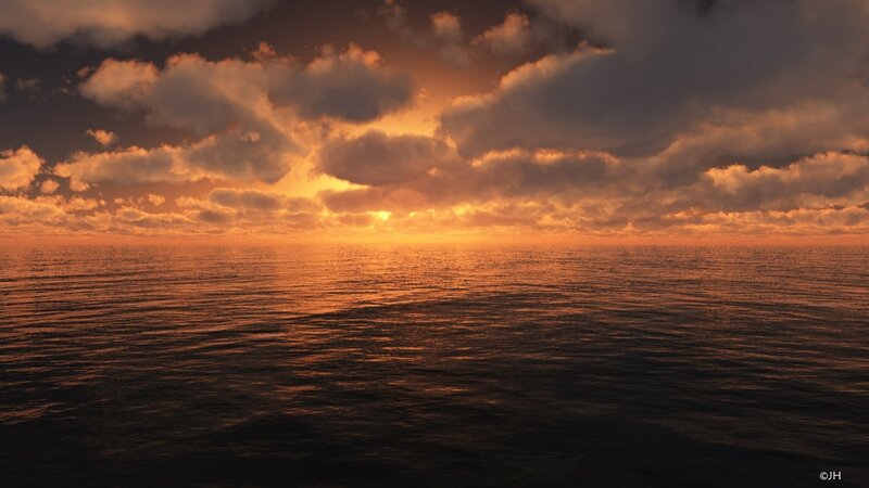 Ocean at Sunset — Orange, Dramatic