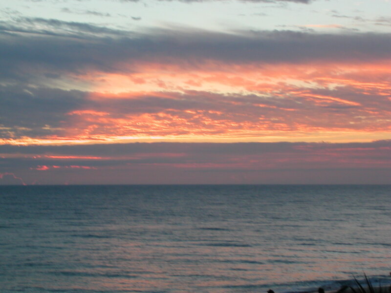 Ocean at Sunset — Orange, Serene, Photograph, Sky, Clouds, Sea, Pink