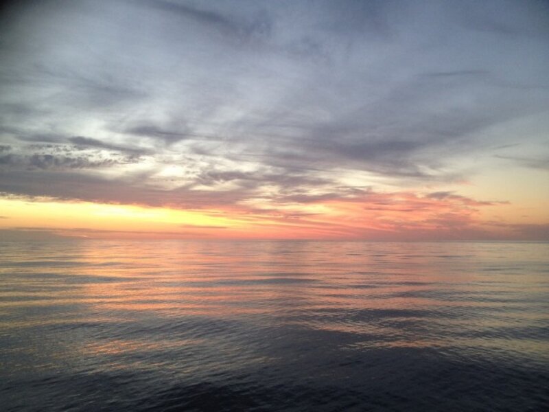 Ocean at Sunset — Orange, Serene, Photograph, Sky, Clouds