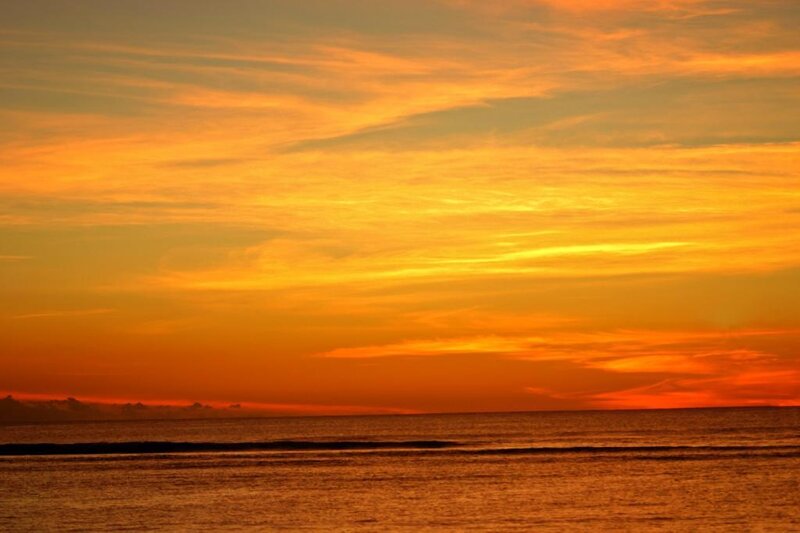 Ocean at Sunset — Orange, Serene, Photograph, Sky