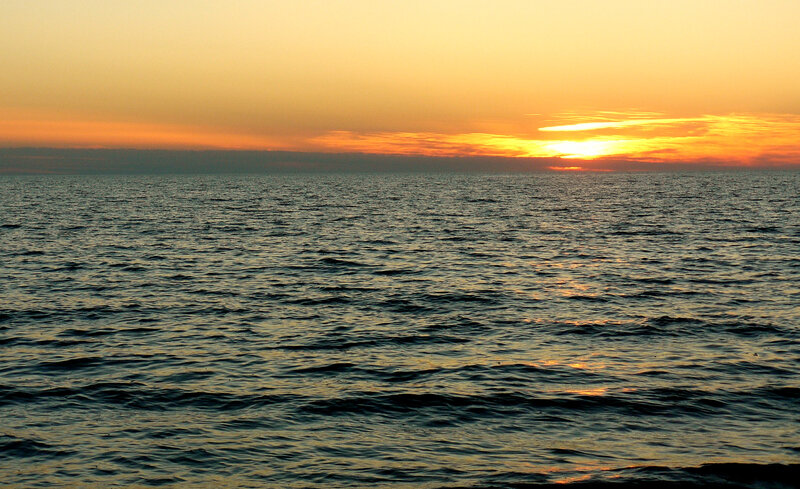 Ocean at Sunset — Orange, Serene, Photograph, Sun