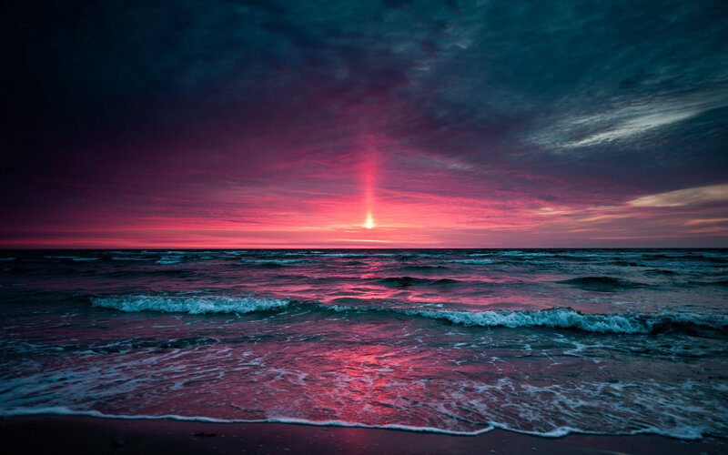 Ocean at Sunset — Pink, Dramatic