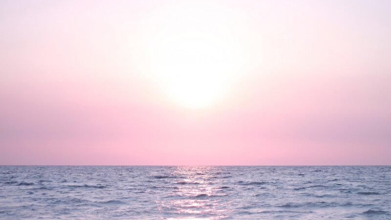 Ocean at Sunset — Pink, Serene, Photograph, Sky, Sun