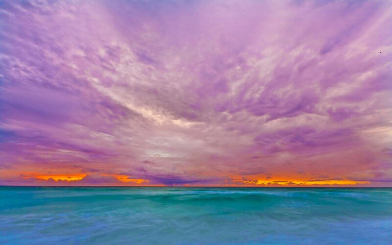 Ocean at Sunset — Purple, Dramatic, Photograph, Sky