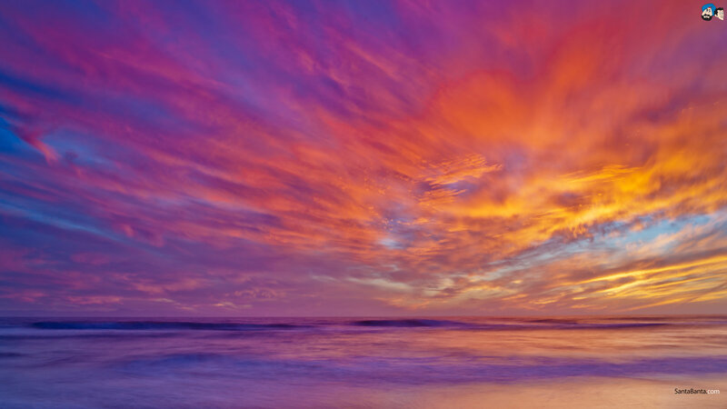 Ocean at Sunset — Purple, Dramatic, Photograph
