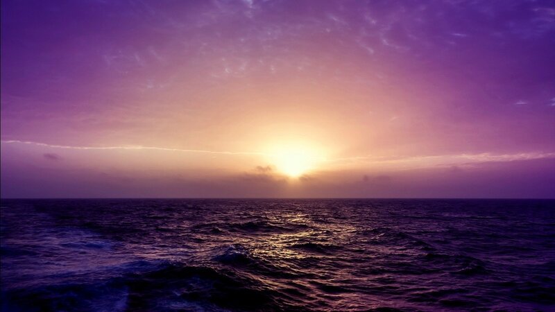 Ocean at Sunset — Purple, Serene, Photograph, Sun