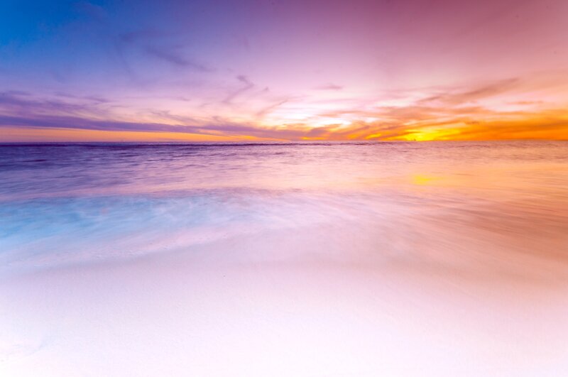 Ocean at Sunset — Purple, Serene, Photograph
