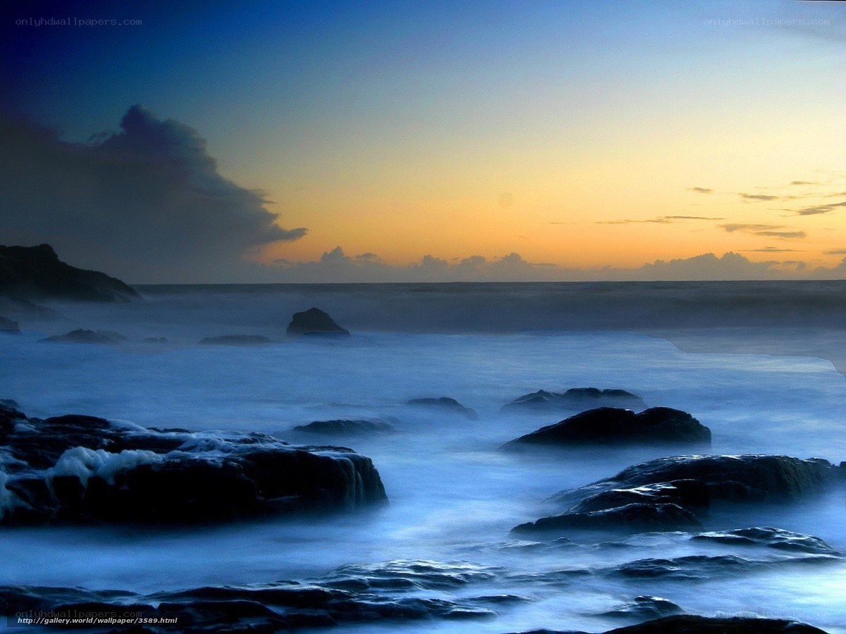 Ocean at Sunset with Rocks