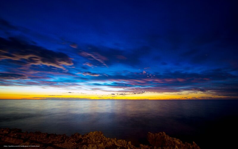 Ocean at Twilight — Blue, Dramatic, Night, Photograph