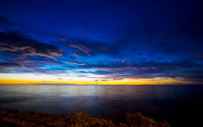 Ocean at Twilight — Blue, Dramatic, Sunset, Photograph, Sky