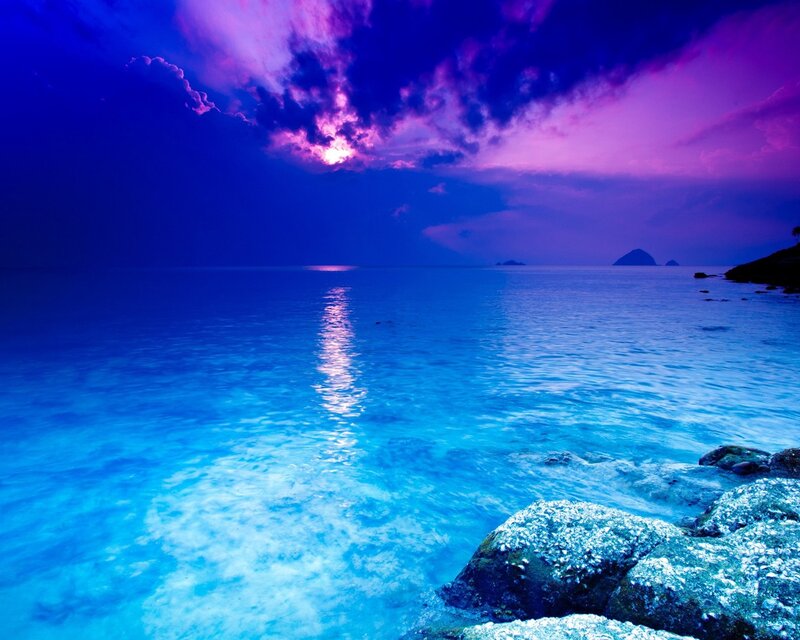 Ocean at Twilight — Blue, Dramatic, Sunset
