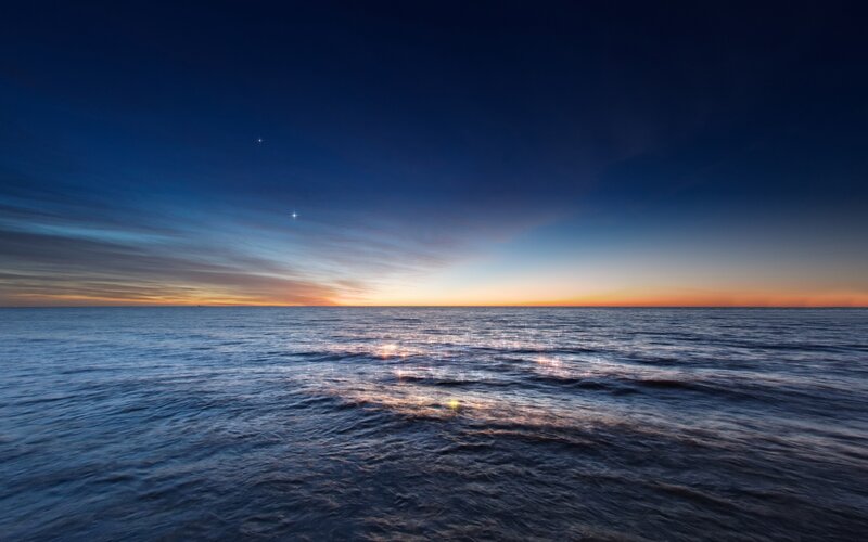 Ocean at Twilight — Blue, Serene, Night