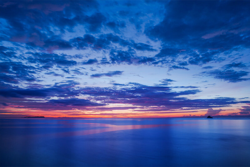 Ocean at Twilight — Blue, Serene, Sunset, Photograph