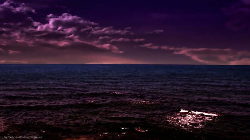 Ocean at Twilight — Purple, Dramatic, Night, Photograph