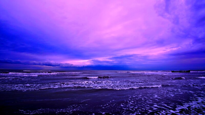 Ocean at Twilight — Purple, Dramatic, Night