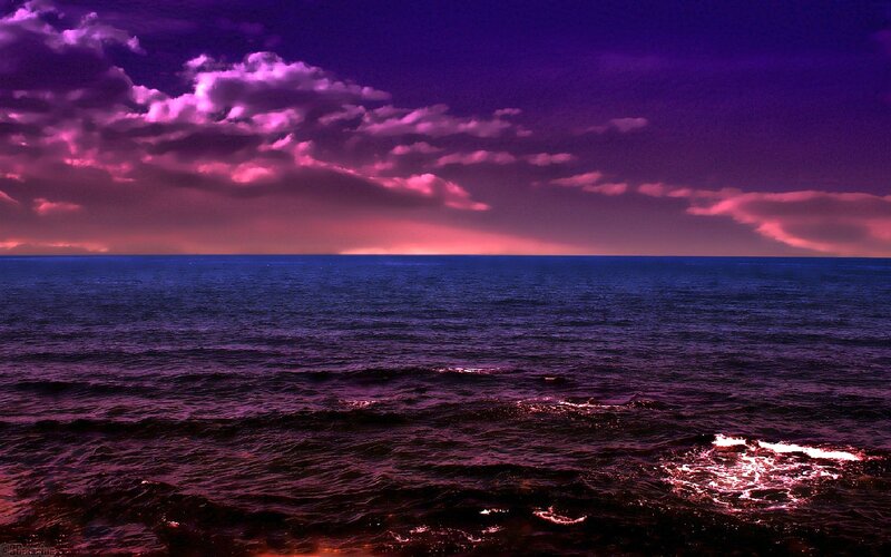 Ocean at Twilight — Purple, Dramatic